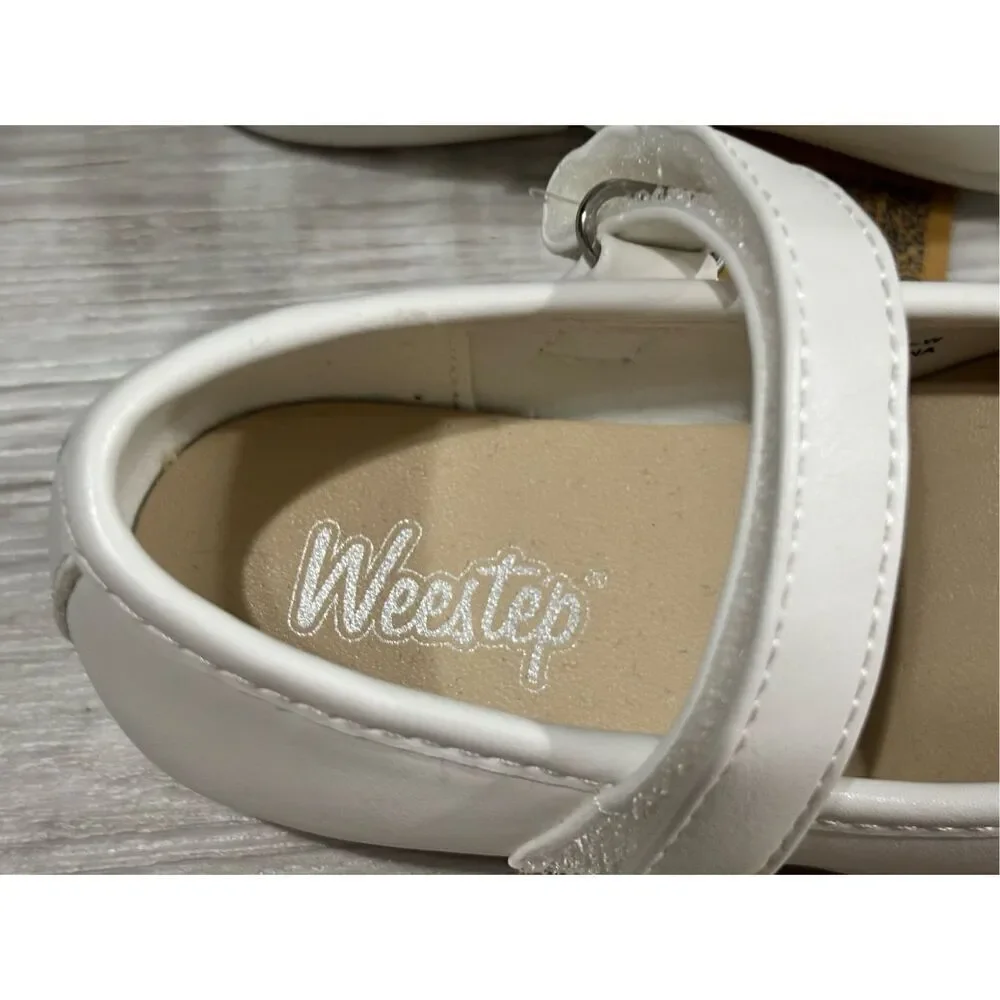 Weestep baby/toddler girls white ballet flats shoes size 7